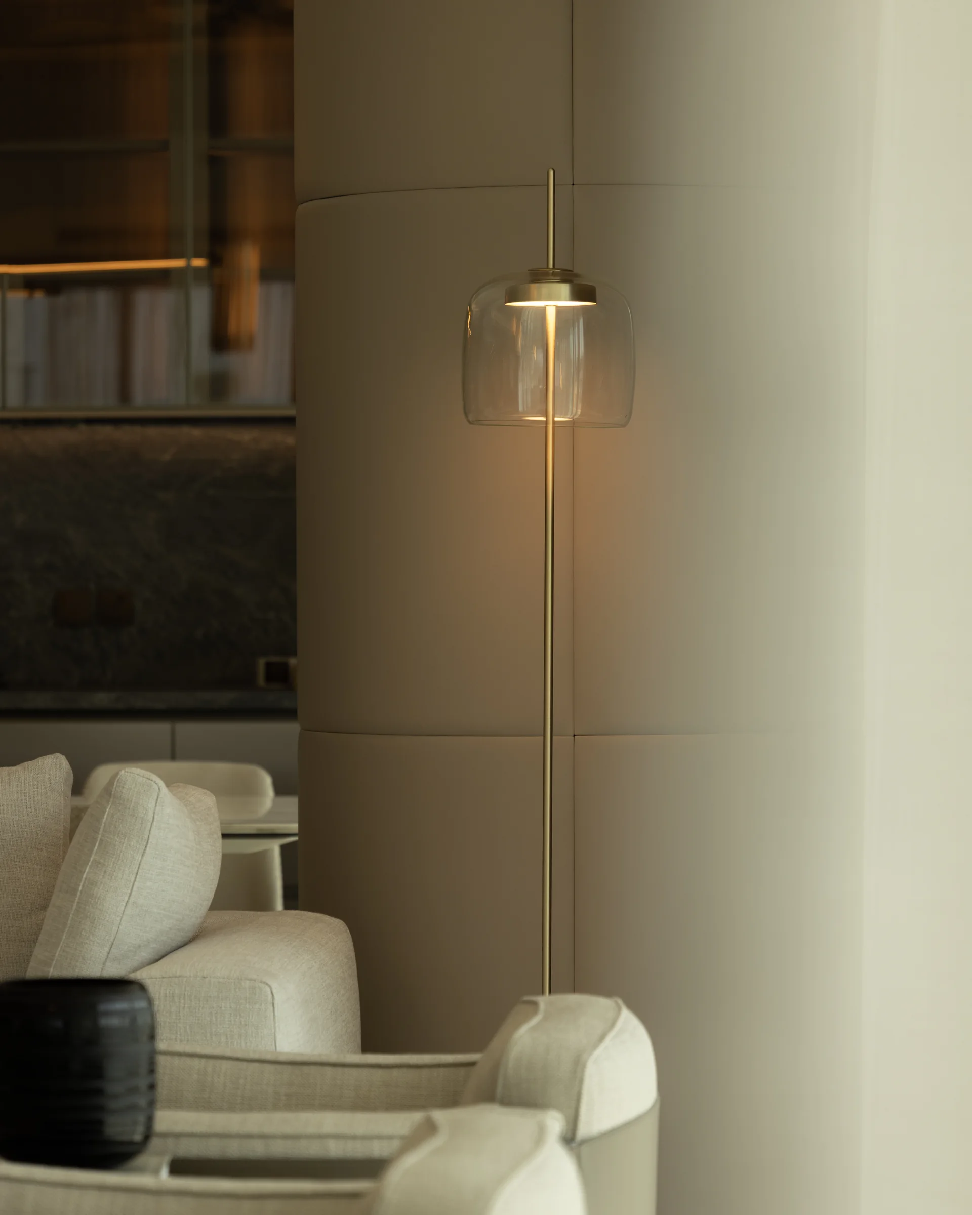 The Reserve residence interior with floor lamp