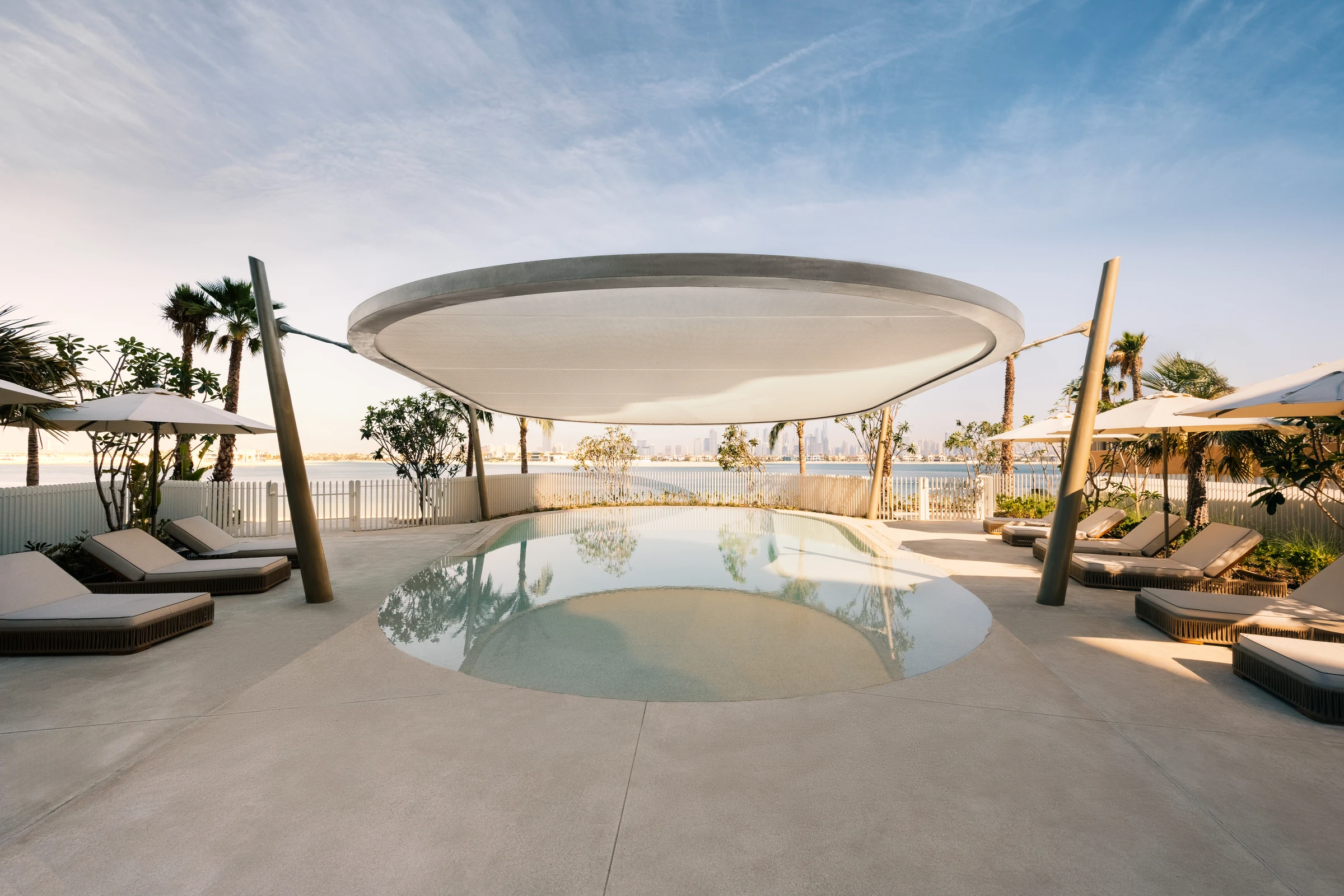 Outdoor kids’ pool and play area